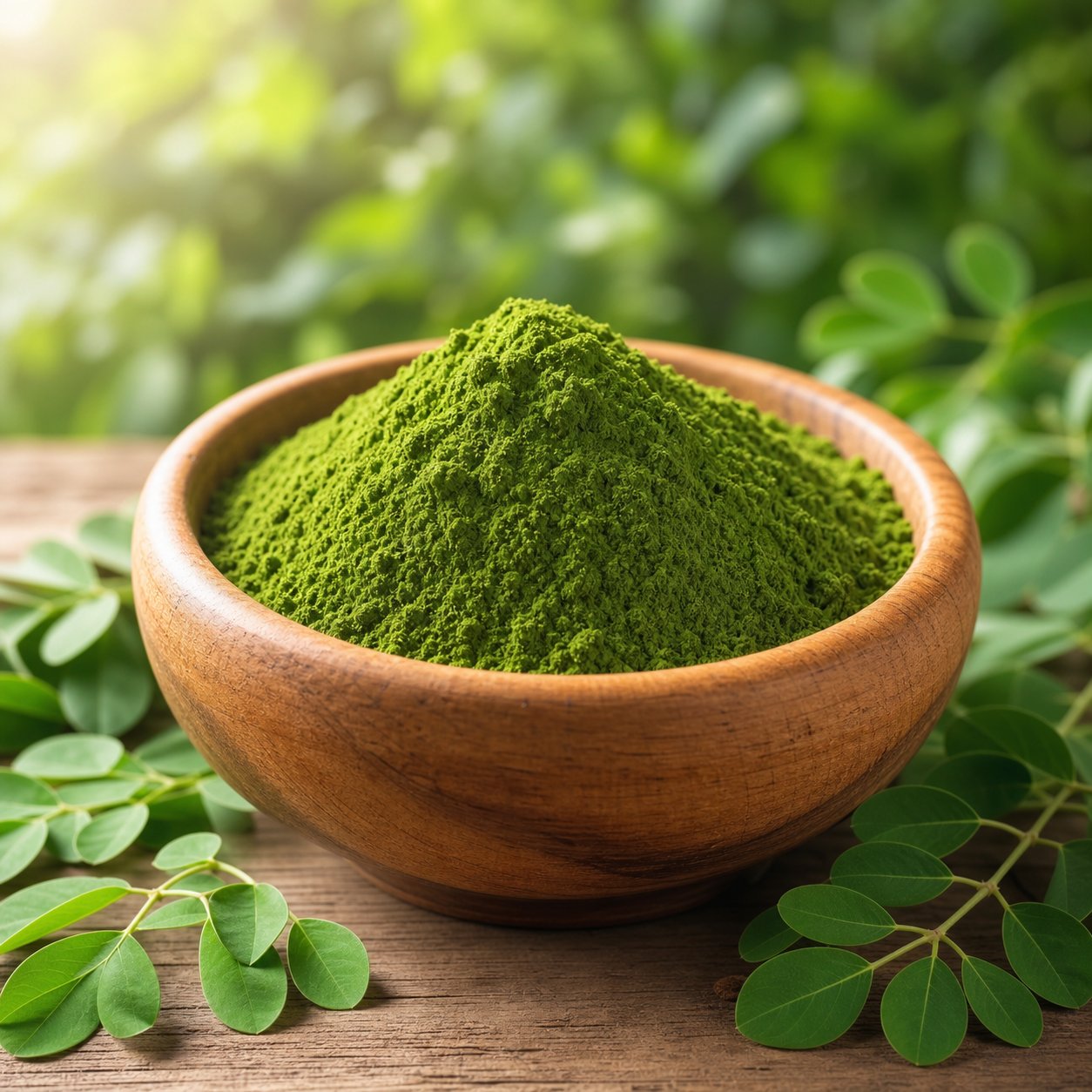 Bowl of moringa powder