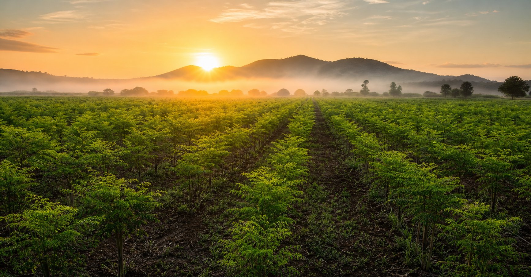 Moringa farm at sunrise
